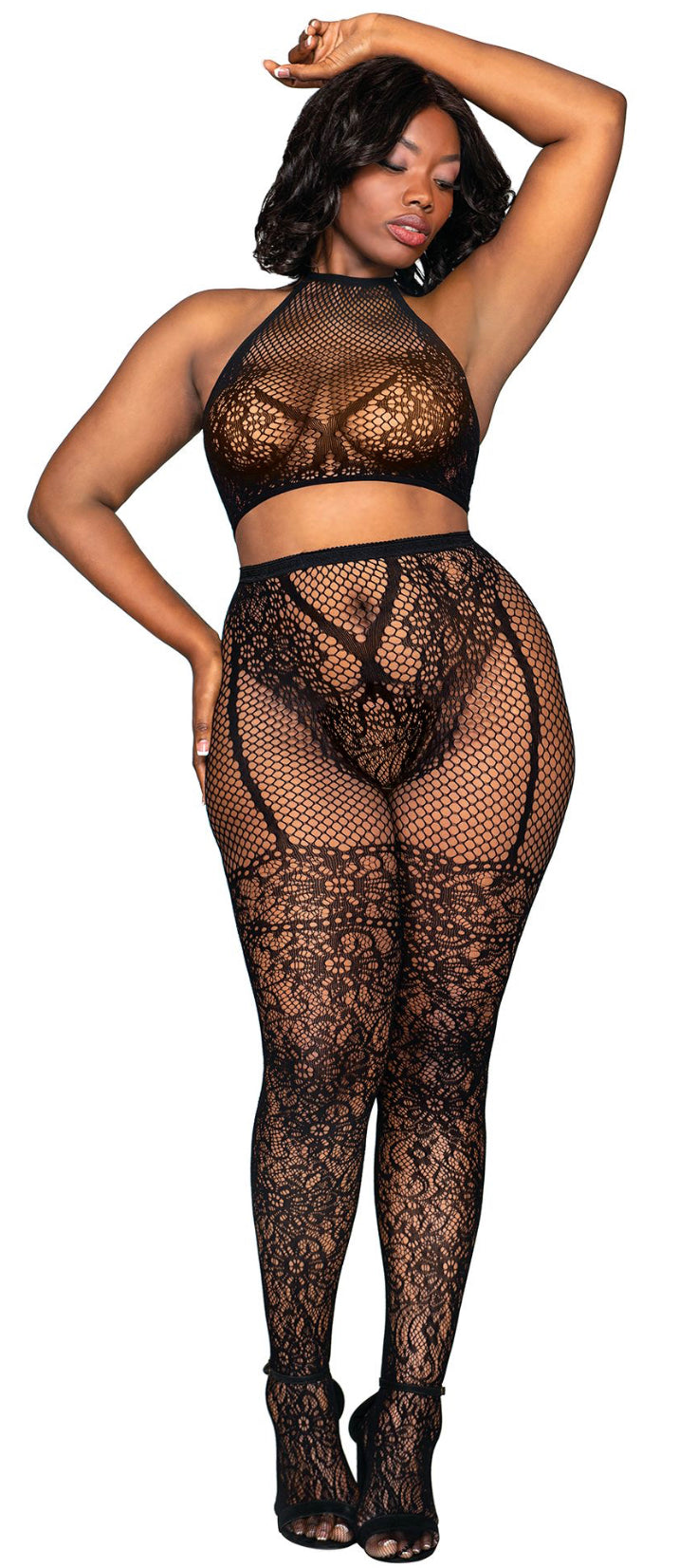 Lace body stocking black lace