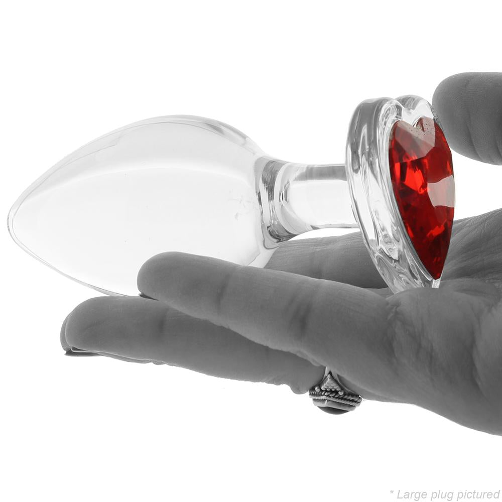 Booty Sparks Red Heart Gem Glass Anal Plug Set