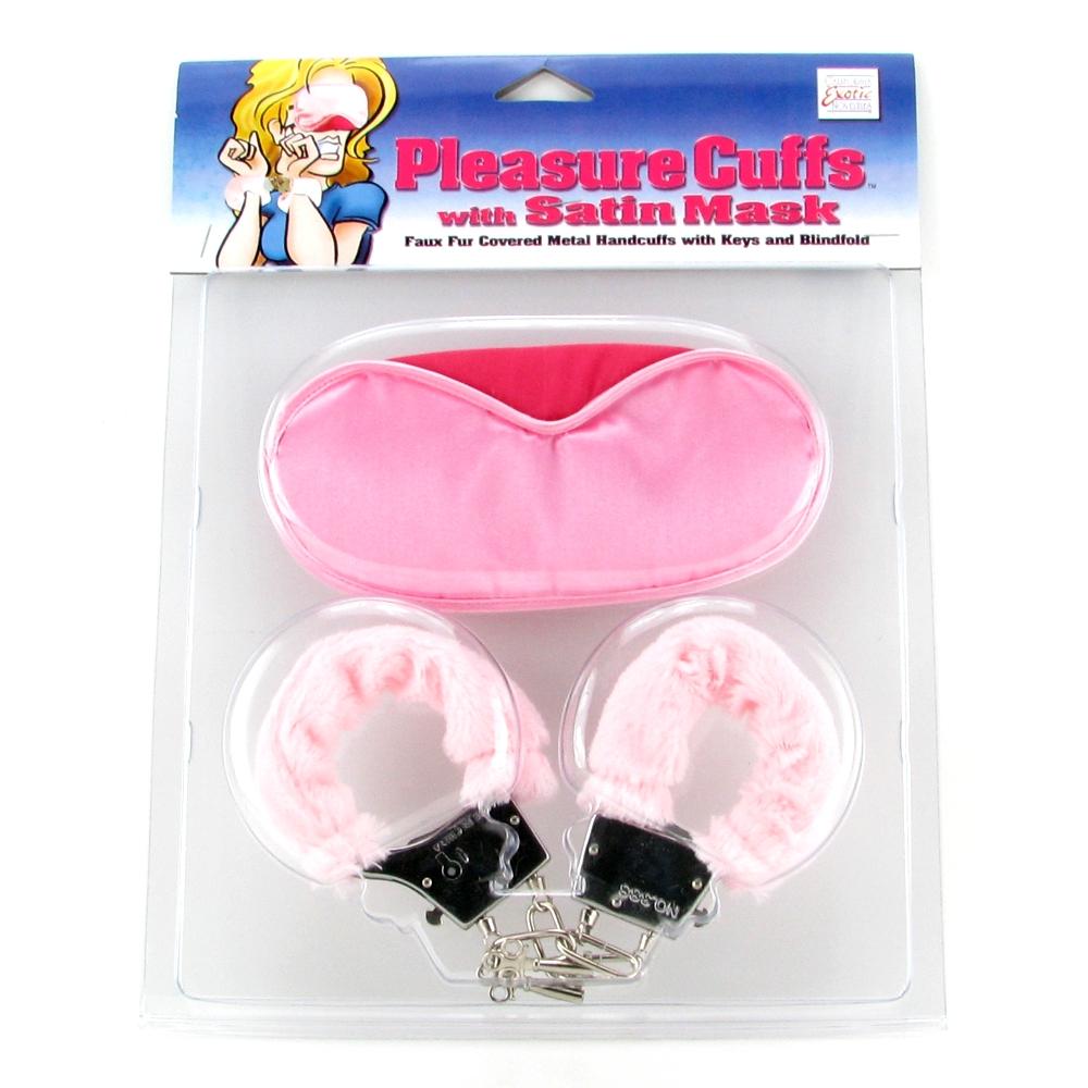 Pleasure Cuffs with Satin Mask in Pink