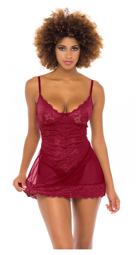 Unlined Lace Cup Babydoll W/ G-String