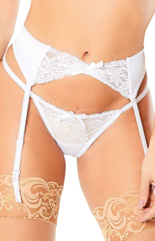 Satin Garterbelt W/ Lace Front